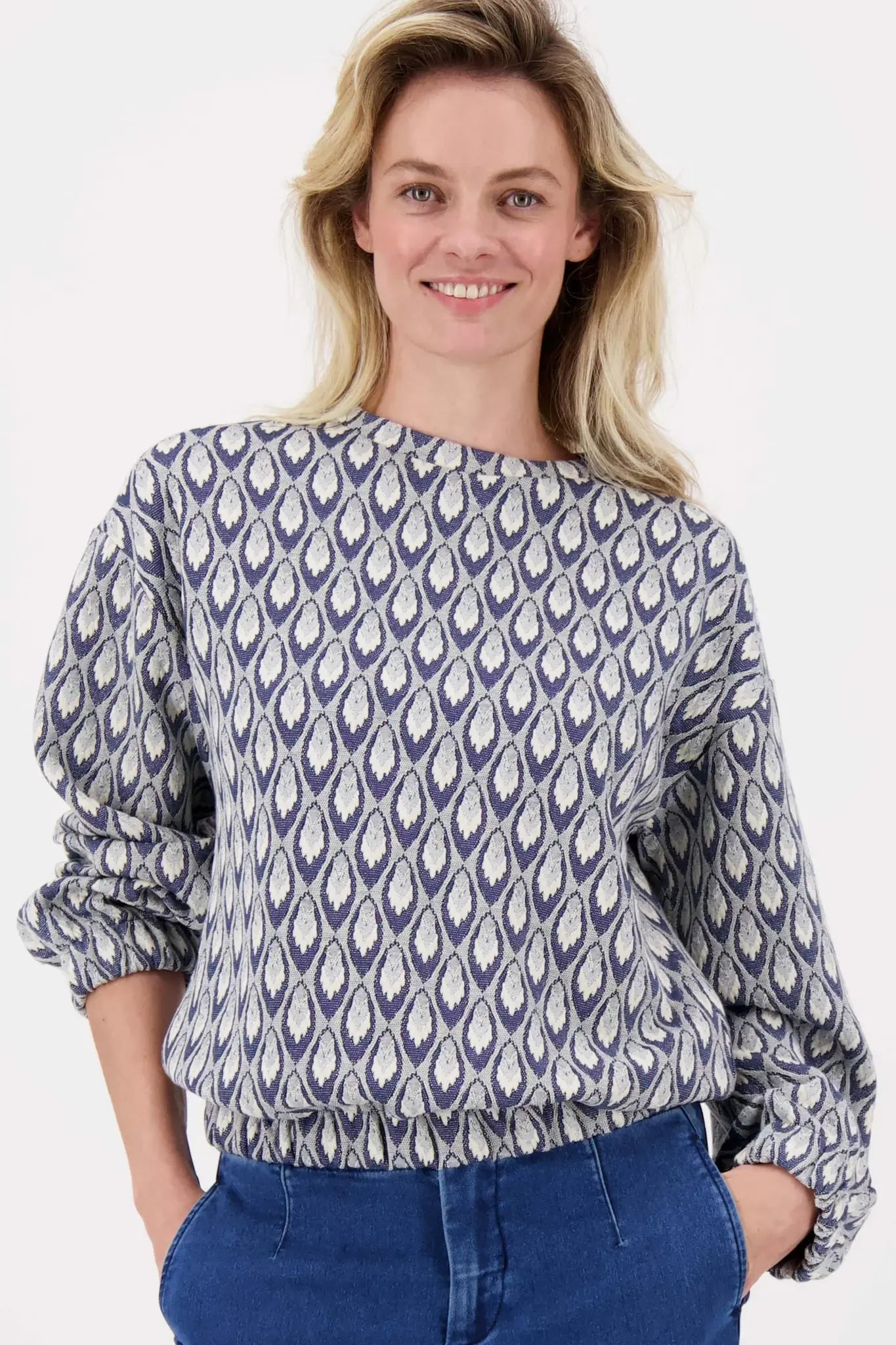 Zusss | Pullover aus Jacquard-Stoff, marineblau