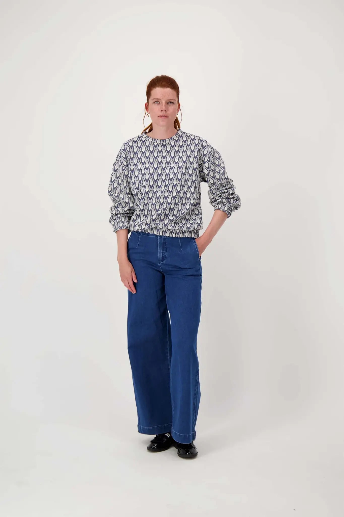 Zusss | Pullover aus Jacquard-Stoff, marineblau