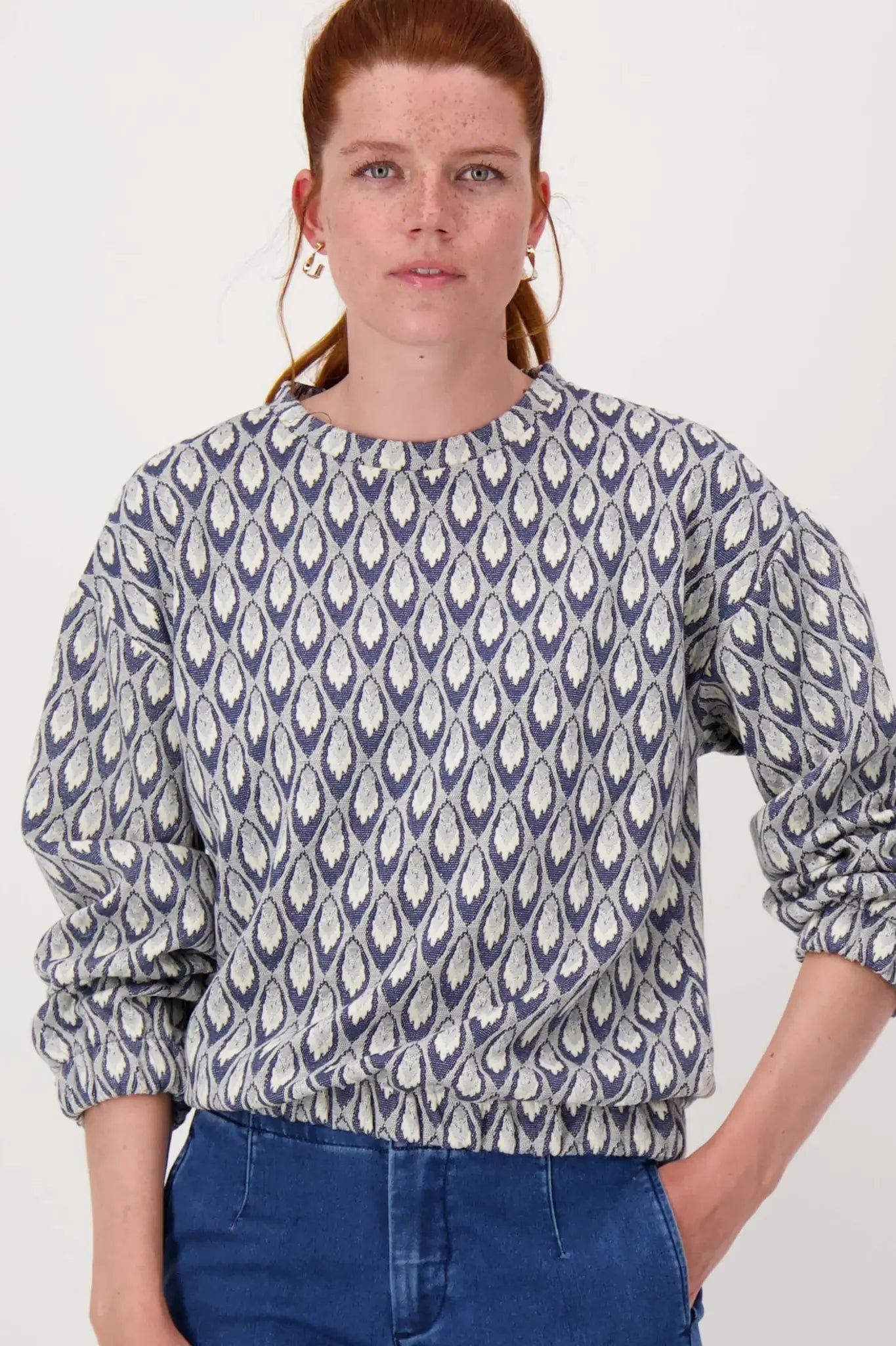 Zusss | Pullover aus Jacquard-Stoff, marineblau