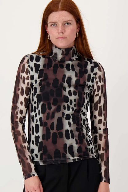 Zusss | Top mesh met giraf print