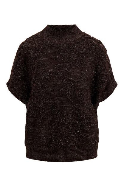 Zusss | Ärmelloser Pullover mit Lurex, schokoladenbraun