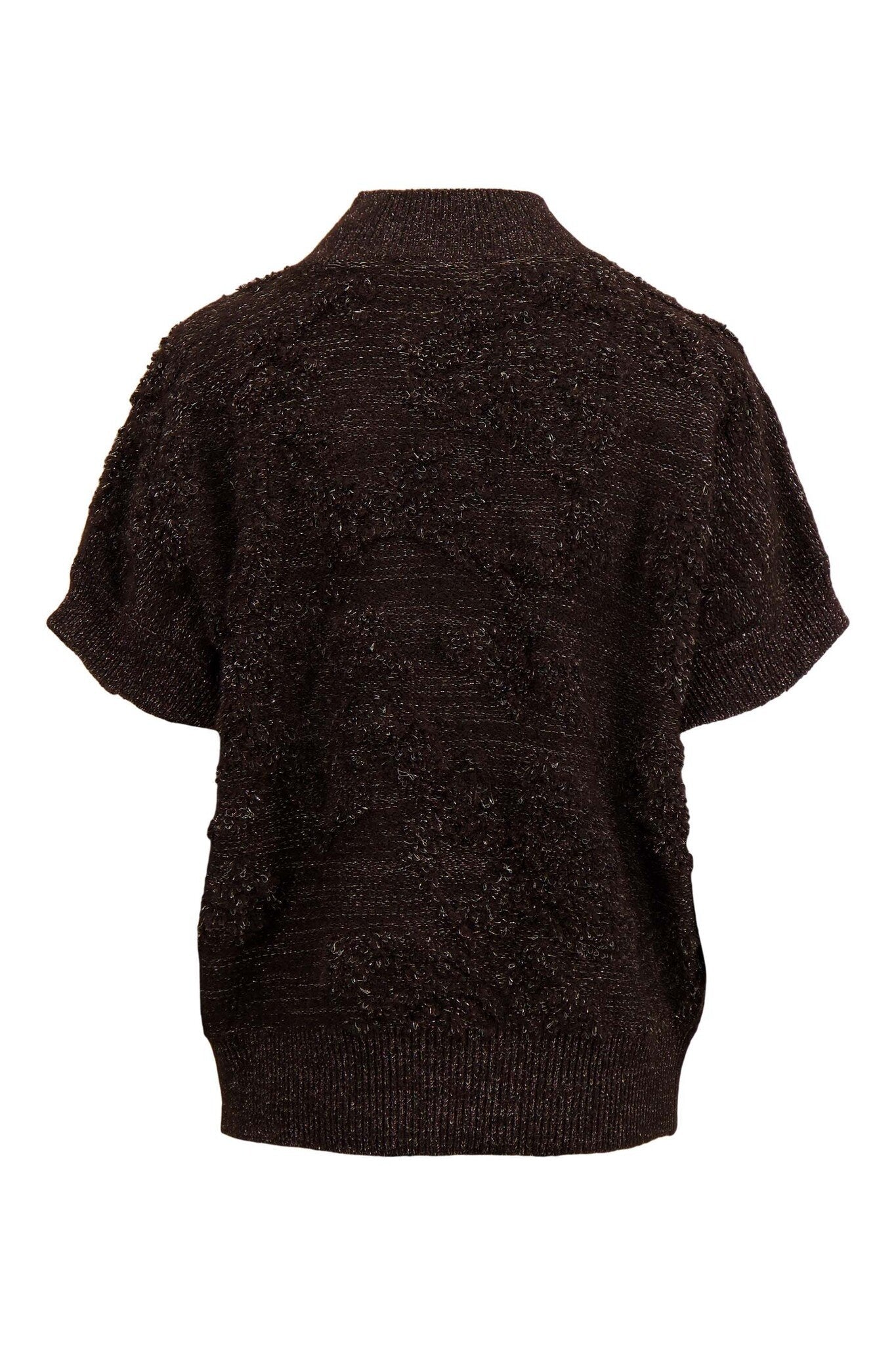 Zusss | Ärmelloser Pullover mit Lurex, schokoladenbraun