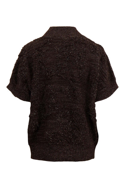 Zusss | Ärmelloser Pullover mit Lurex, schokoladenbraun