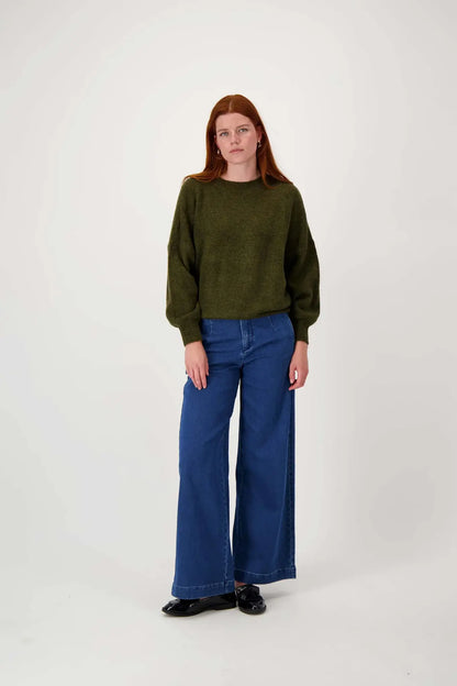 Zusss | Trui met hartje moss green/kit