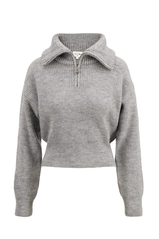 Zusss | Pullover mit Reißverschluss, mittelgrau