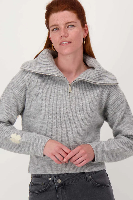 Zusss | Pullover mit Reißverschluss, mittelgrau