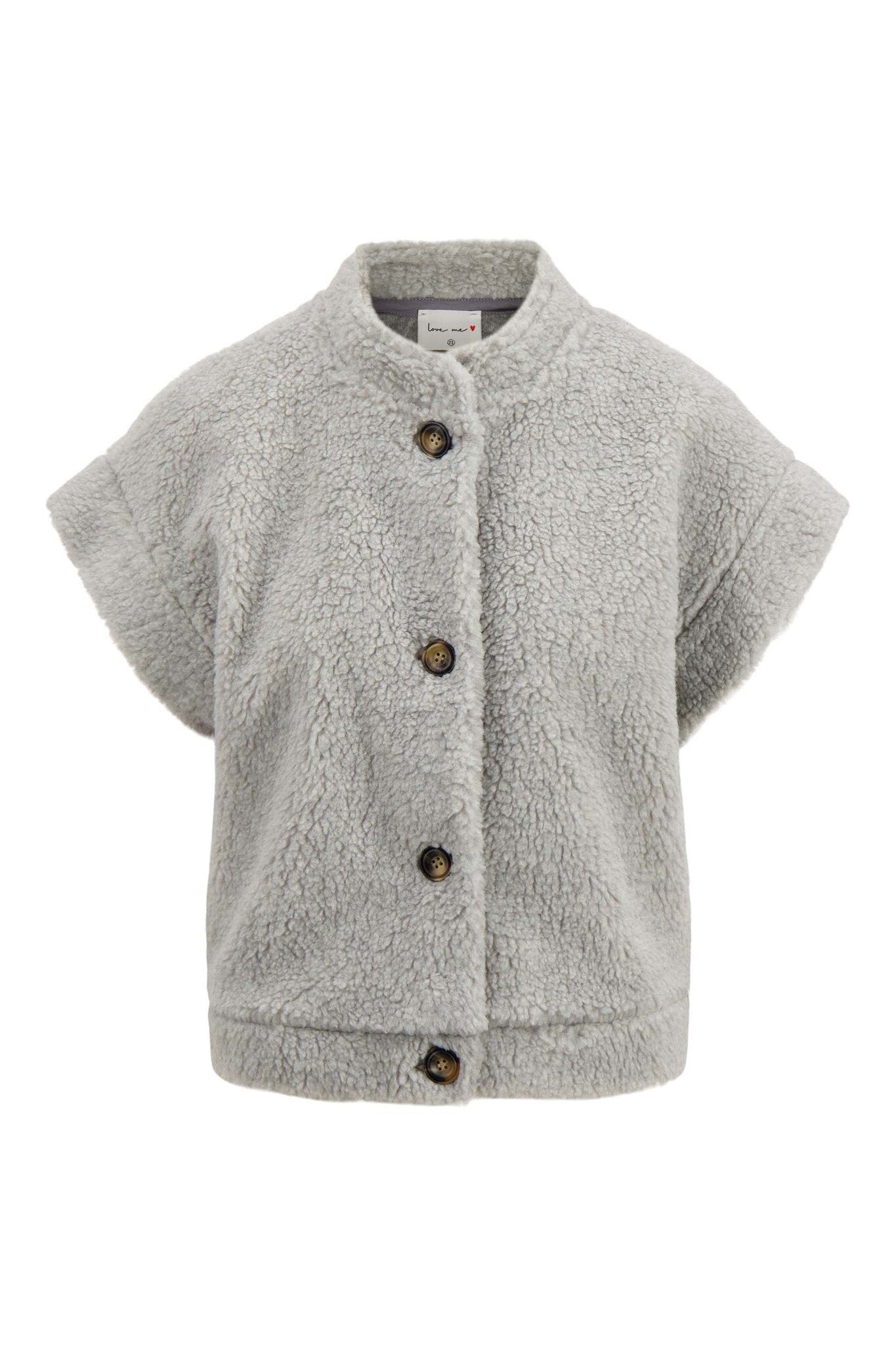 Zusss | Gilet teddy kort middengrijs