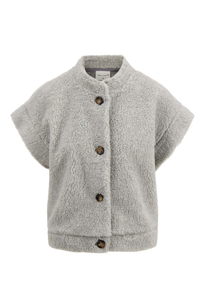 Zusss | Gilet teddy kort middengrijs