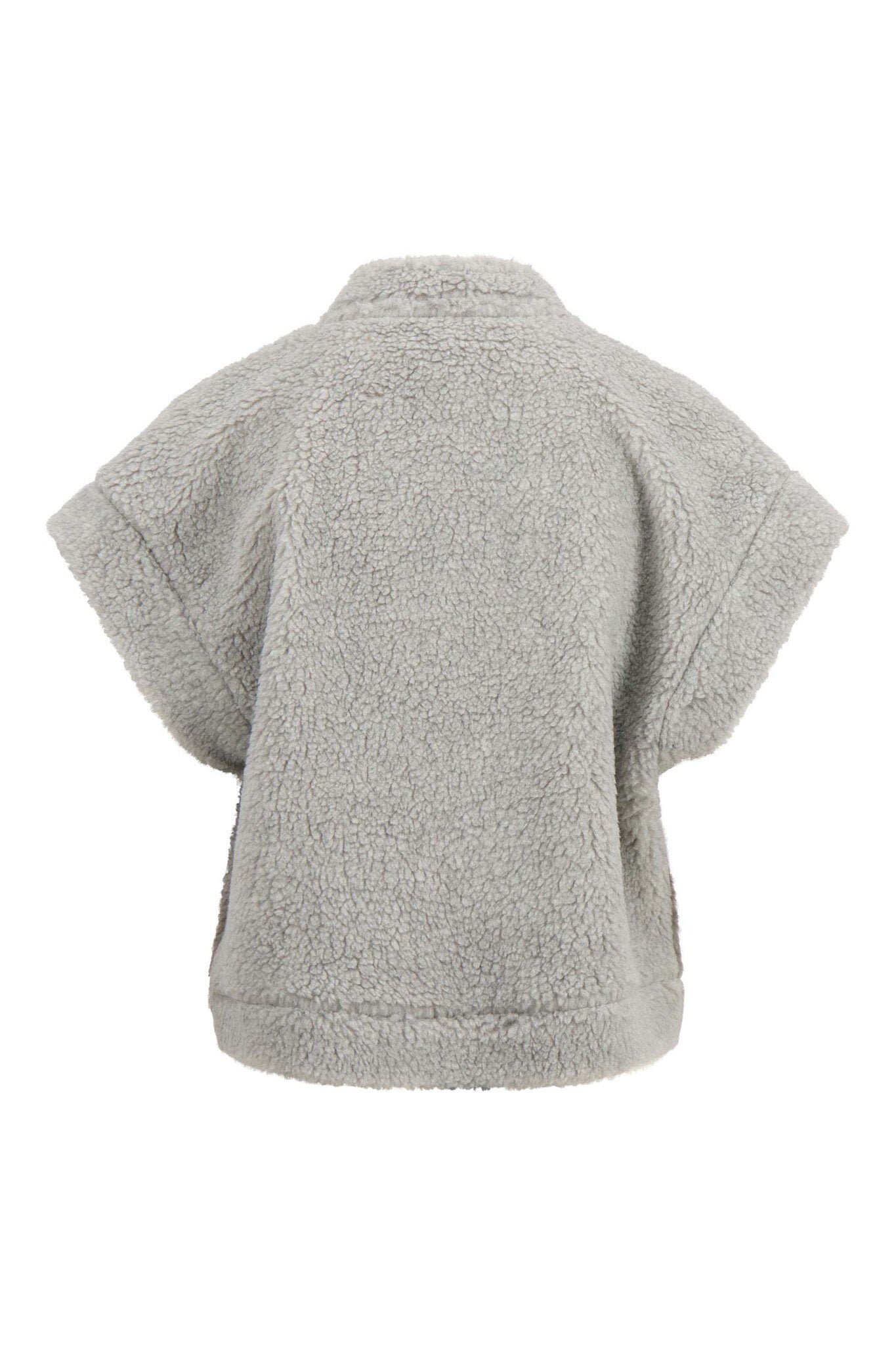 Zusss | Gilet teddy kort middengrijs