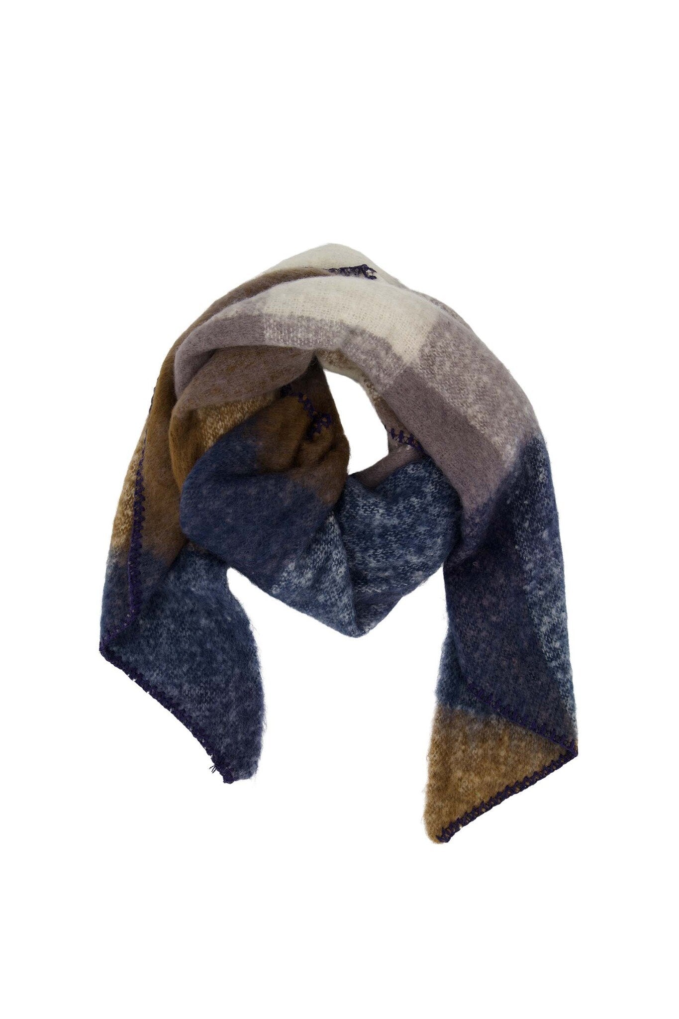 Zusss | Dreieckiger Schal mit Rautenmuster, Marineblau