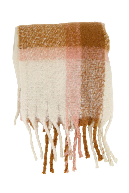 Zusss | Sjaal boucle met ruit caramel