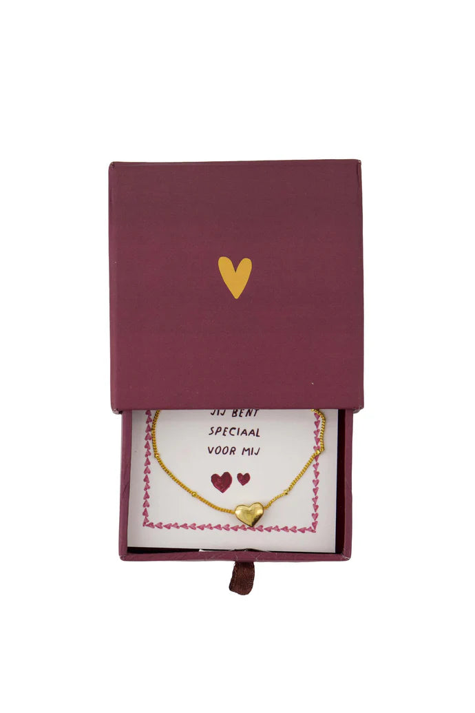 Zusss | Armband hartje in schuifdoosje Speciaal rood