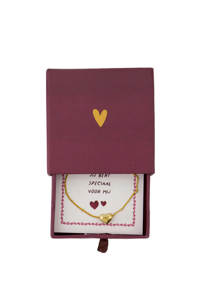 Zusss | Armband hartje in schuifdoosje Speciaal rood