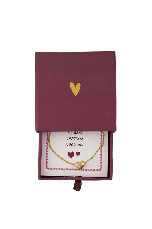 Zusss | Armband hartje in schuifdoosje Speciaal rood