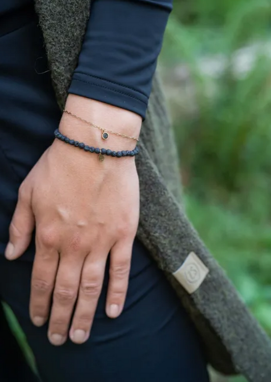 Zusss | Schakelarmband met muntje zwart/goud