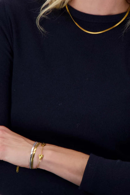 Zusss | Flaches Goldarmband im Fischgrätmuster