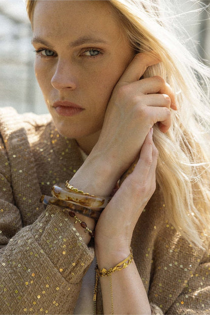 Zusss | Flaches Goldarmband im Fischgrätmuster