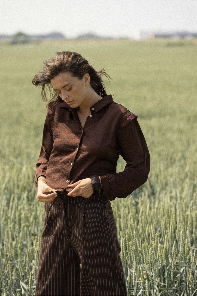 Zusss | Armband mit breiten Perlen, schokoladenbraun