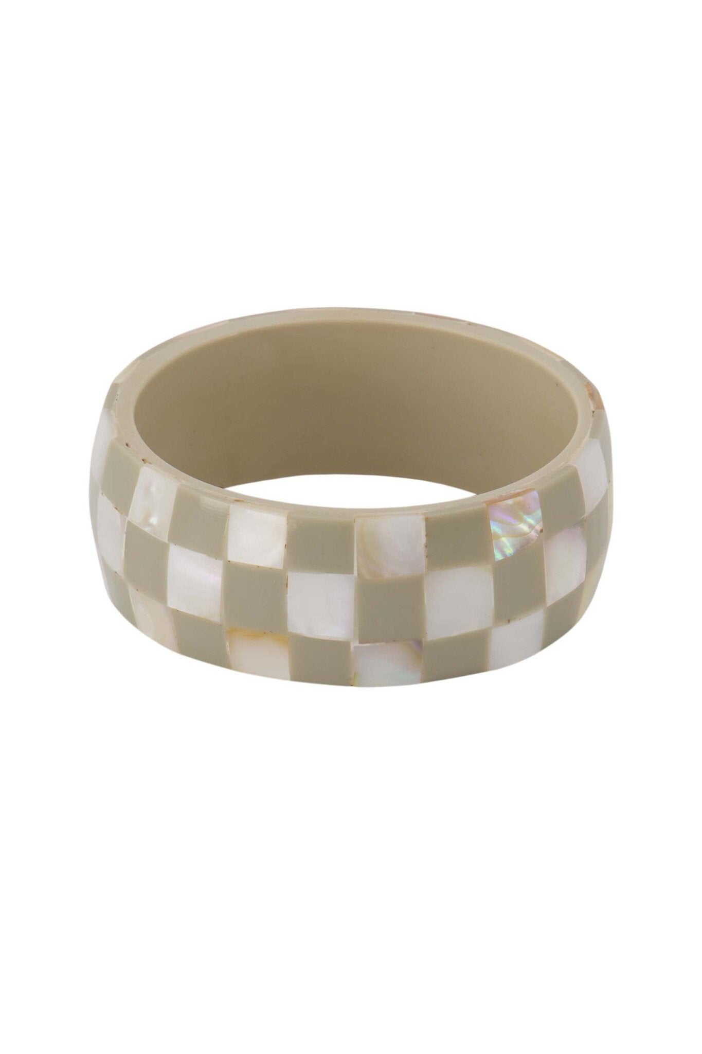 Zusss | Armband, breiter Block, cremeweiß