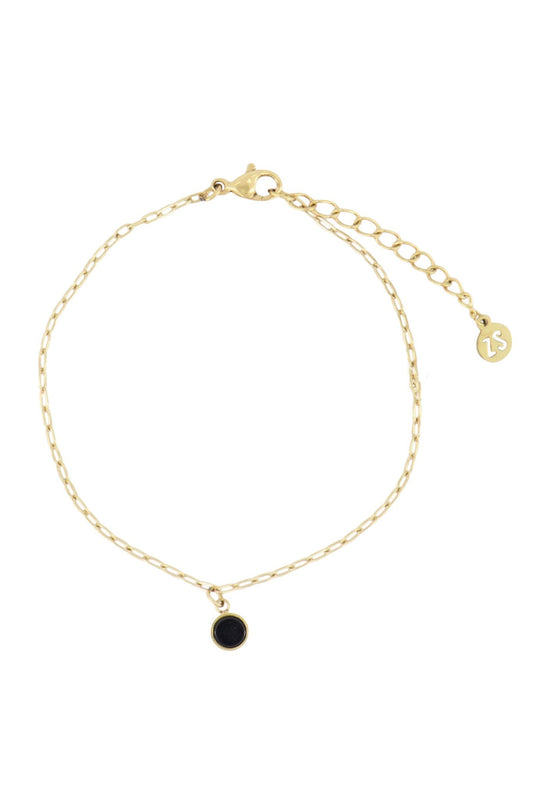 Zusss | Schakelarmband met muntje zwart/goud