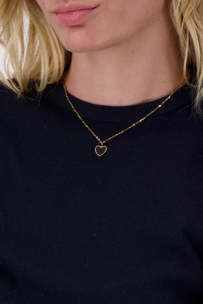 Zusss | Ketting hartjes bedel zwart goud