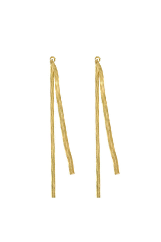 Zusss | Lange oorbel met visgraat structuur goud