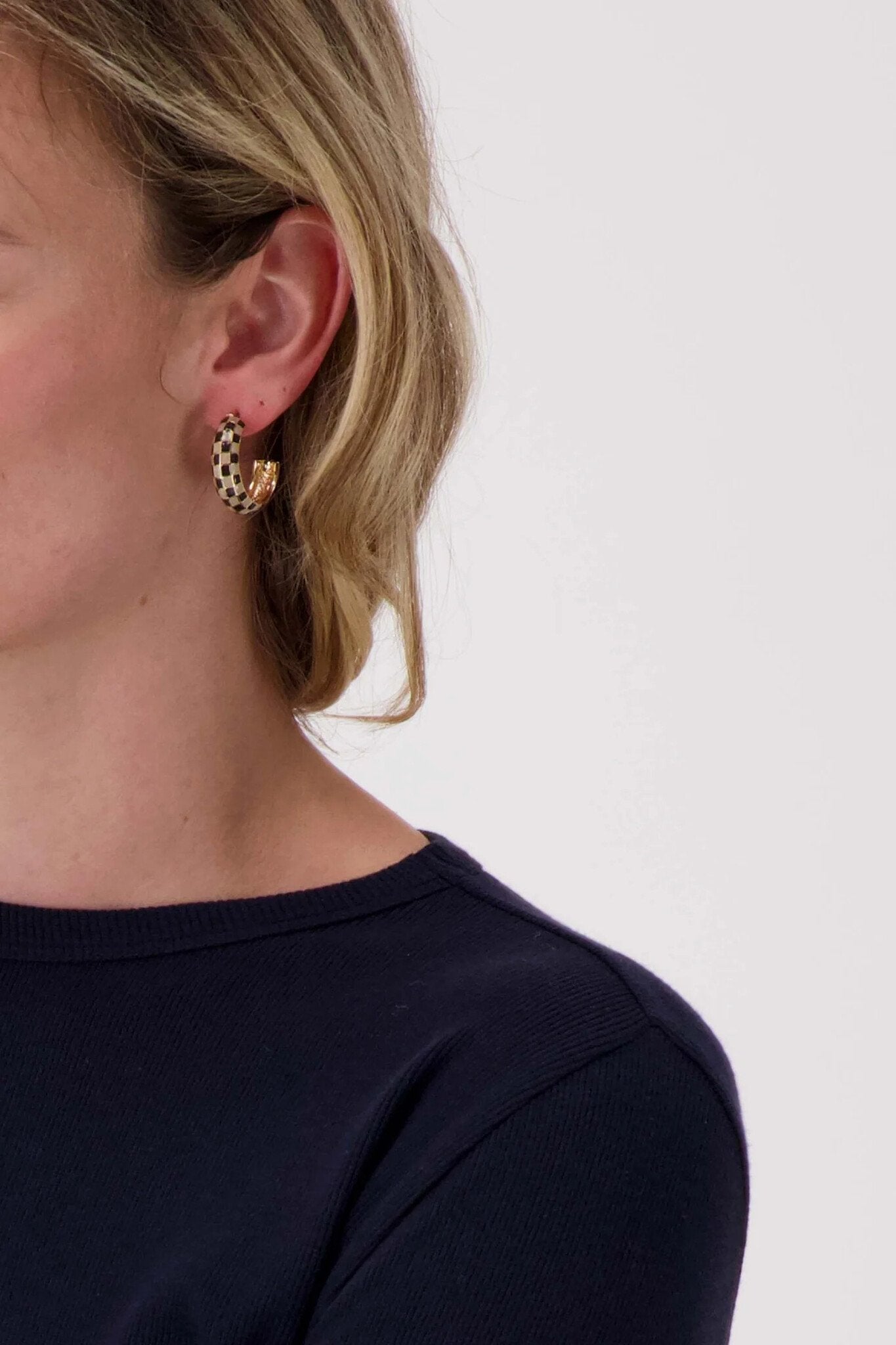 Zusss | Ohrring-Blockmuster-Set/Mittelbraun