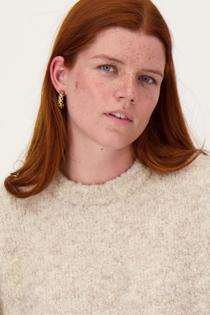 Zusss | Ohrring-Blockmuster-Set/Mittelbraun