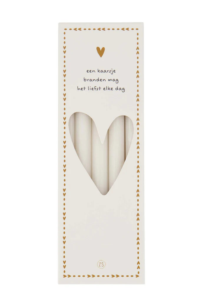 Zusss | Doosje met 10 smalle kaarsjes off white