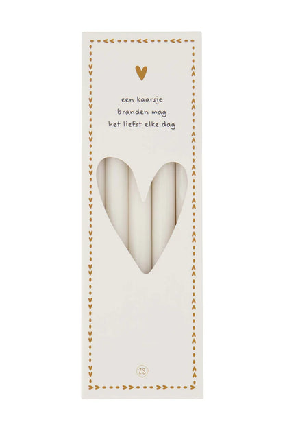 Zusss | Doosje met 10 smalle kaarsjes off white