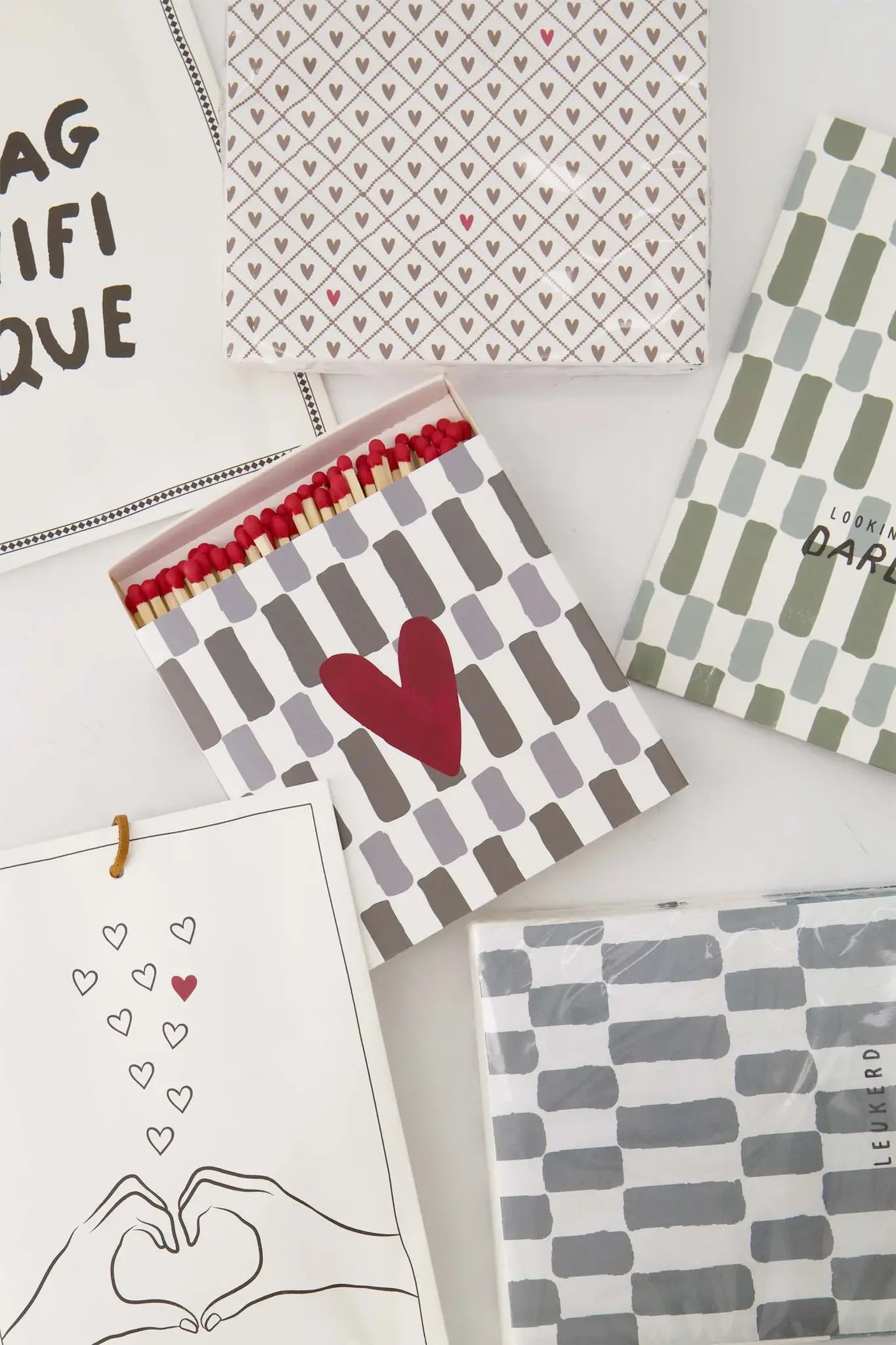 Zusss | Lucifers rood hartje grijs/groen