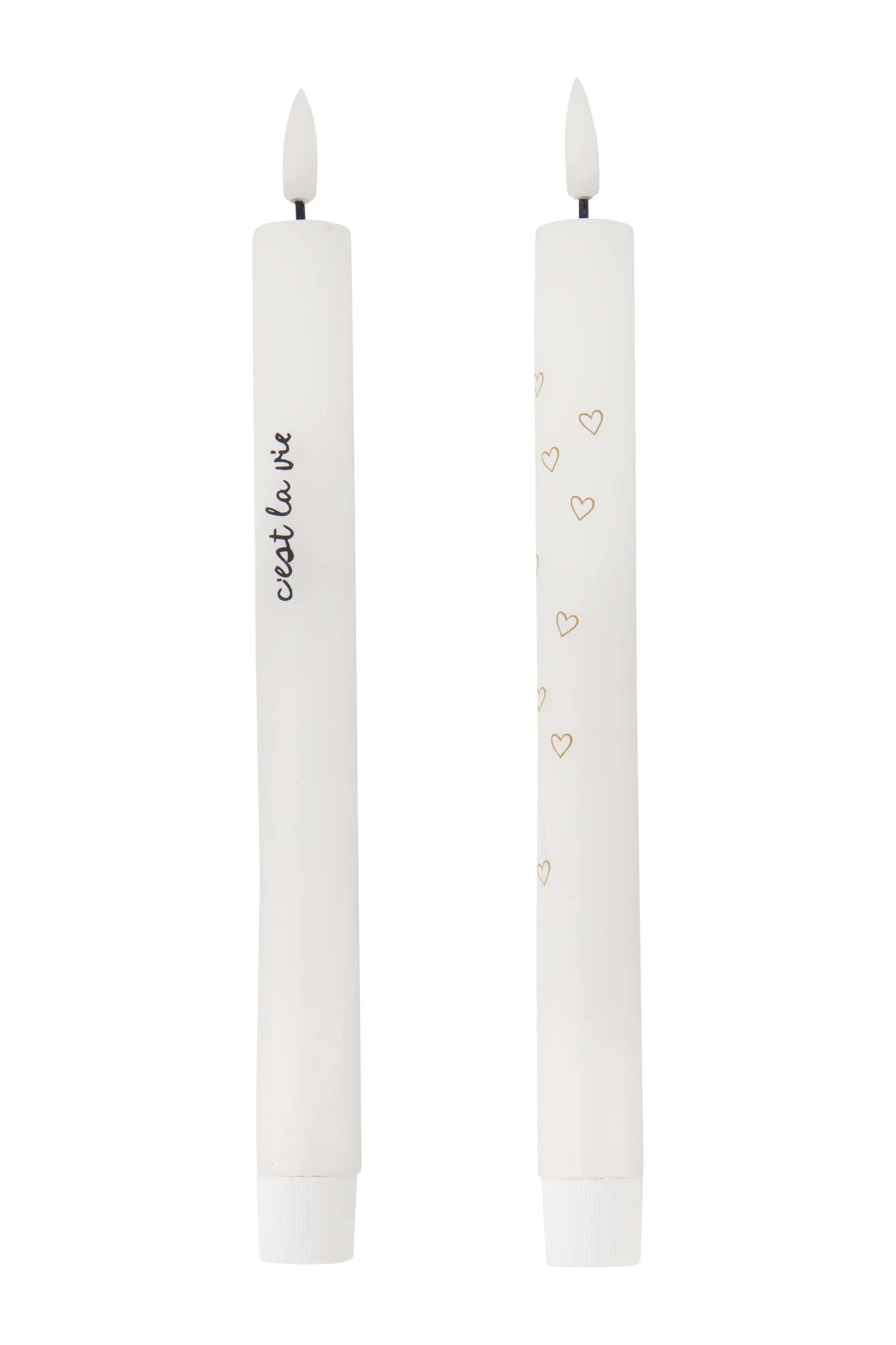 Zusss | Set mit 2 LED-Kerzen „C'est la vie“ weiß/schwarz