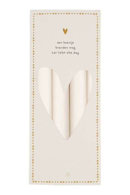 Zusss | Set van 4 rustieke kaarsen 20cm off white