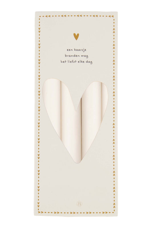 Zusss | Set van 4 rustieke kaarsen 20cm off white