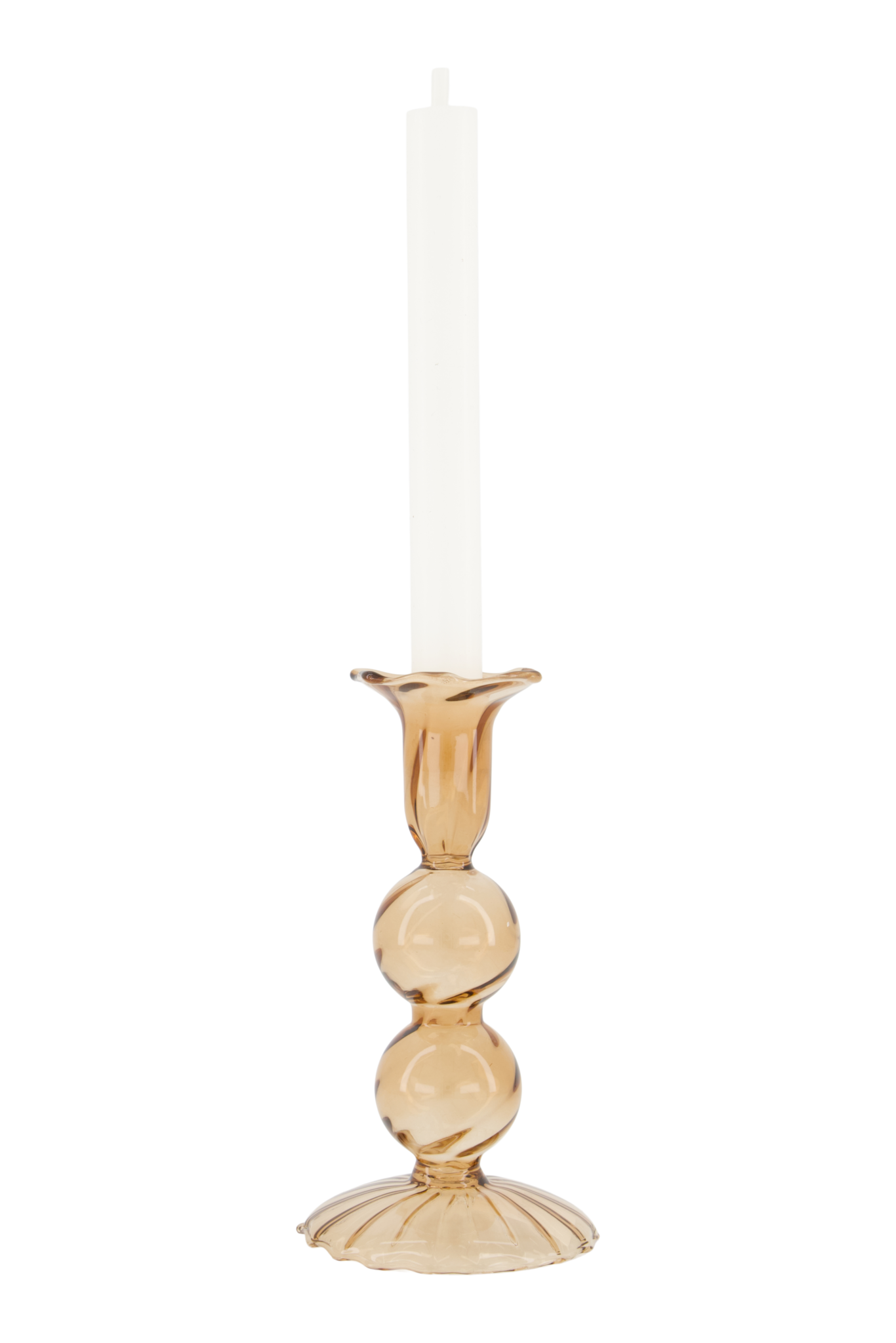 Zusss | Kerzenständer aus Glas, gebogen, L, braun