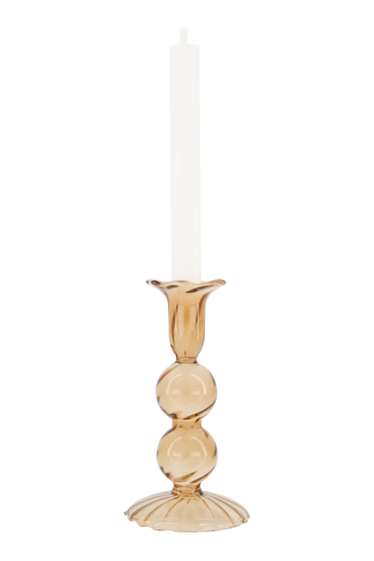 Zusss | Kerzenständer aus Glas, gebogen, L, braun