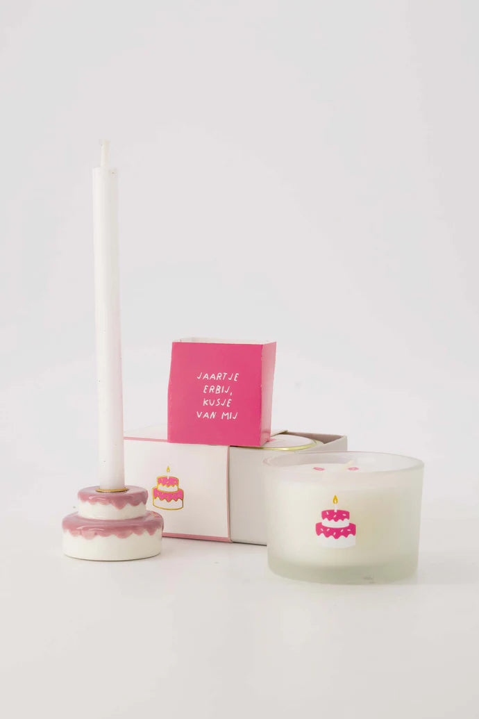 Zusss | Kandelaar keramiek taart wit/roze