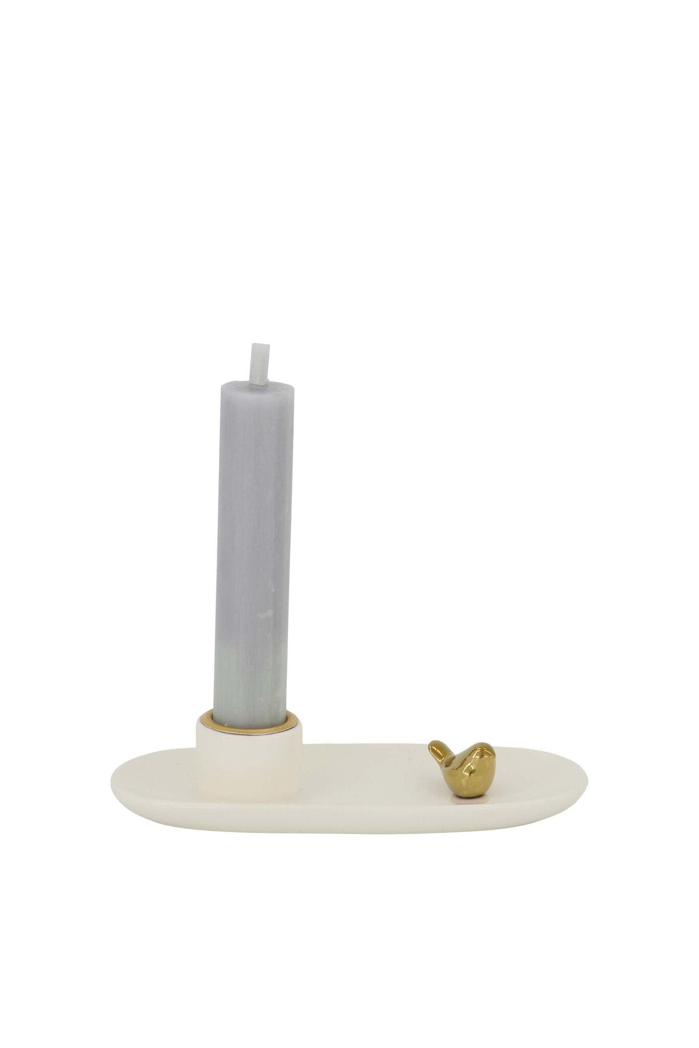 Zusss | Kandelaar keramiek vogeltje wit/goud