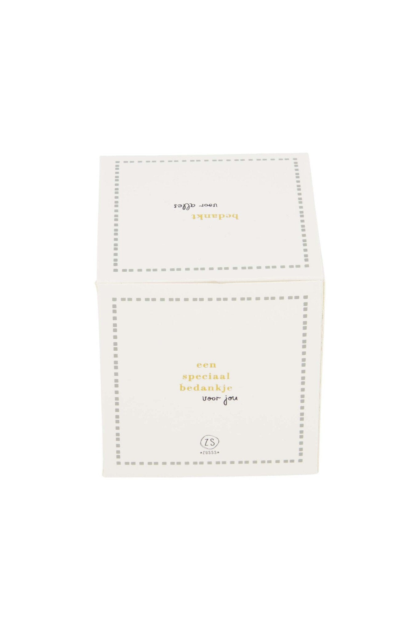 Zusss | Duftkerze aus Keramik in Schachtel, weiß/grau-blau