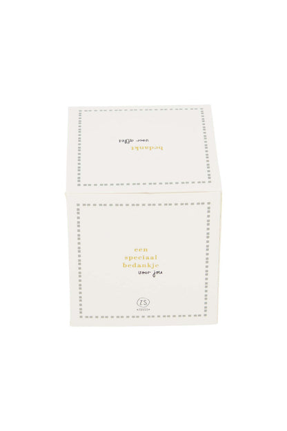 Zusss | Duftkerze aus Keramik in Schachtel, weiß/grau-blau