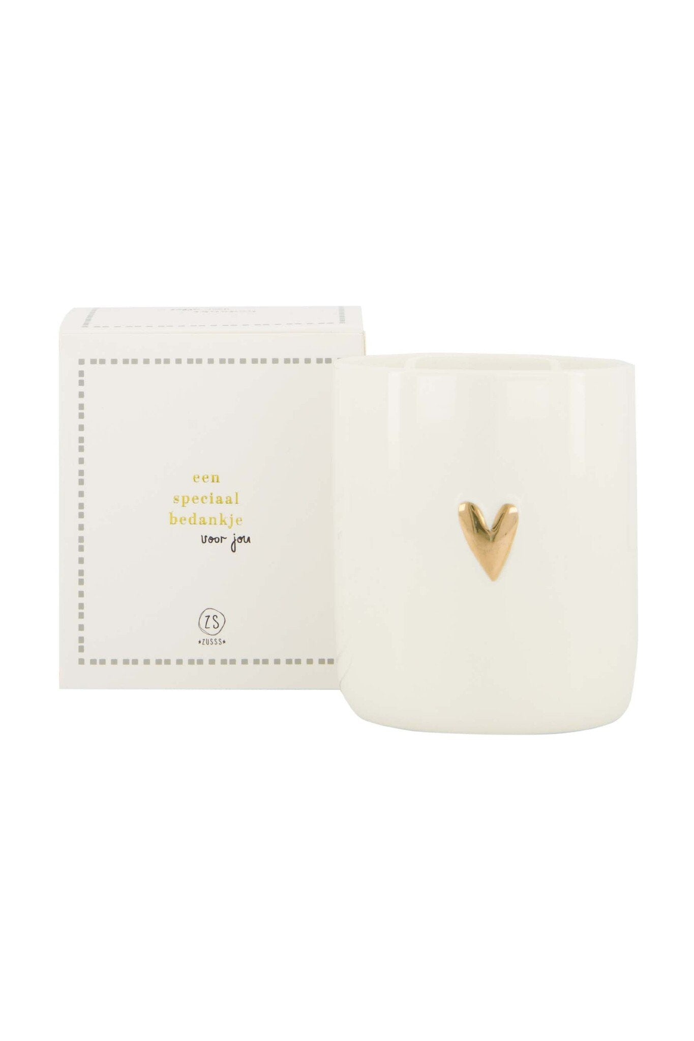 Zusss | Duftkerze aus Keramik in Schachtel, weiß/grau-blau