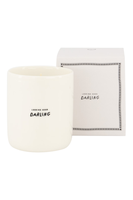 Zusss | Duftkerze aus Keramik in einer Schachtel, bezauberndes Weiß/Anthrazitgrau 