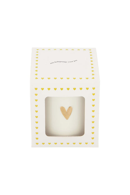 Zusss | Duftkerze aus Keramik in einer Schachtel, Lichtpunkt, Herz, weiß/gold