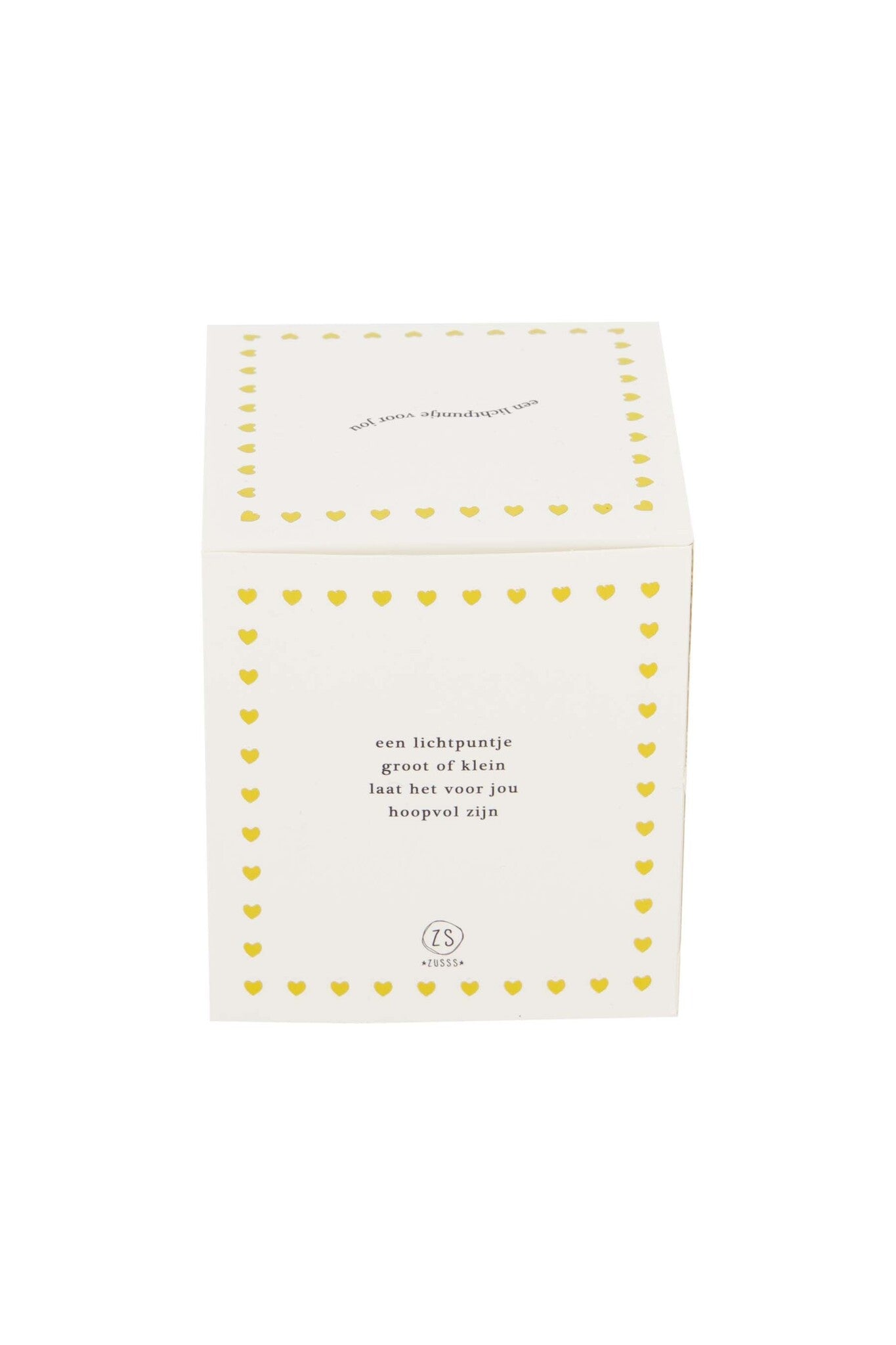 Zusss | Duftkerze aus Keramik in einer Schachtel, Lichtpunkt, Herz, weiß/gold