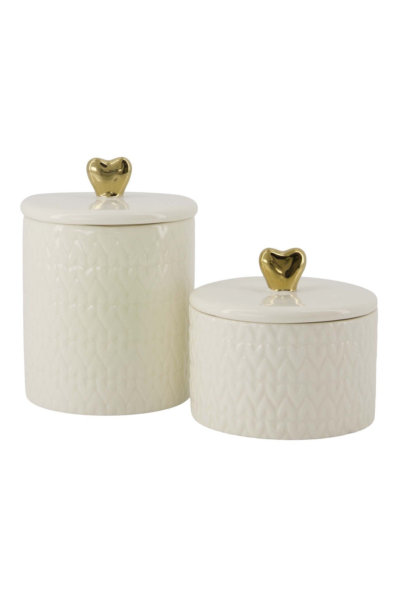 Zusss | Duftkerze aus Keramik mit Deckel, Herz, M, weiß/gold 