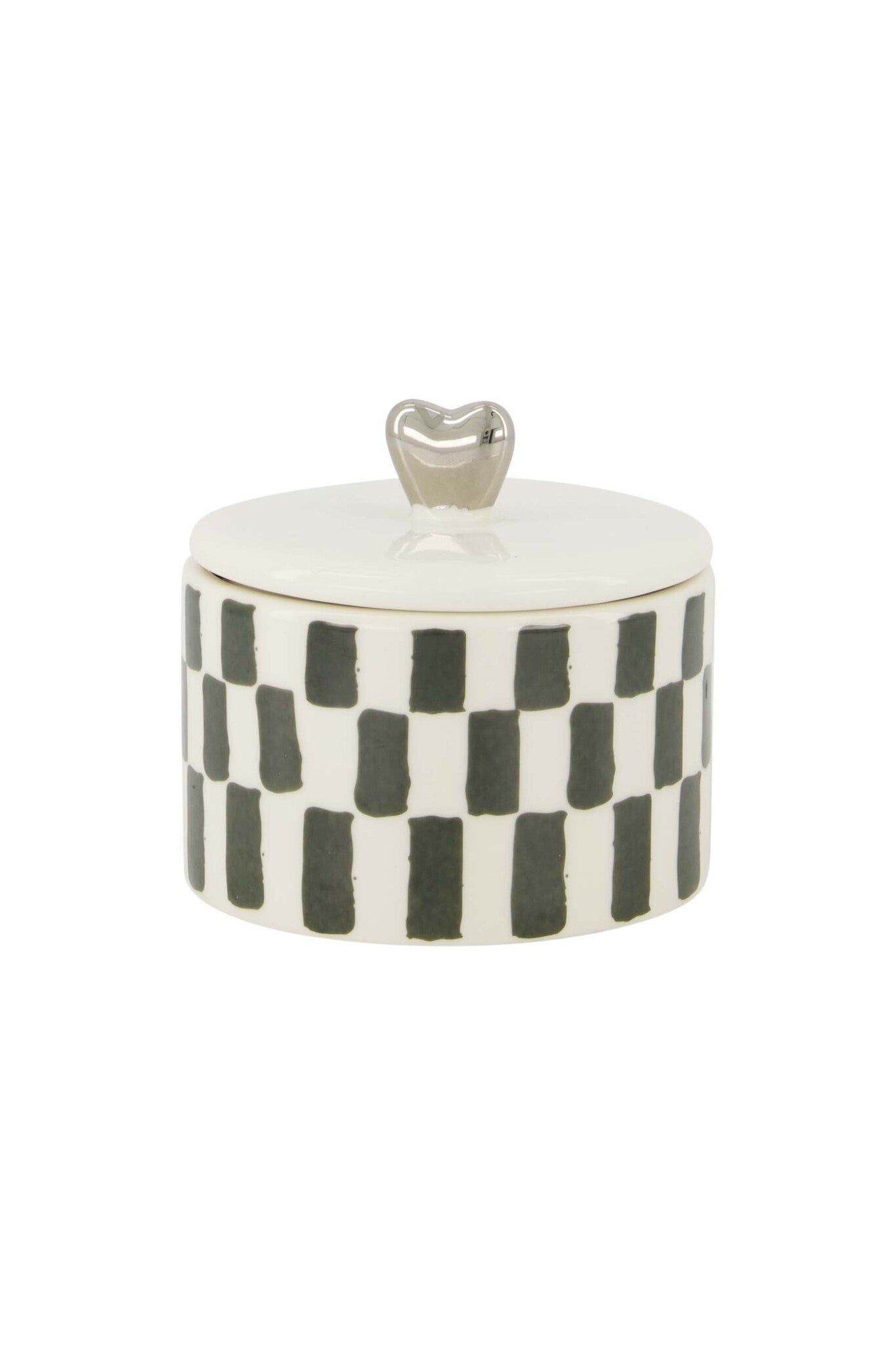 Zusss | Geurkaars keramiek met deksel zilver hartje grijsblauw