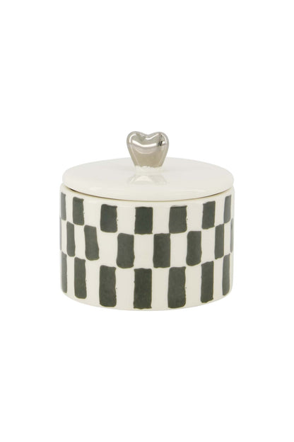 Zusss | Geurkaars keramiek met deksel zilver hartje grijsblauw