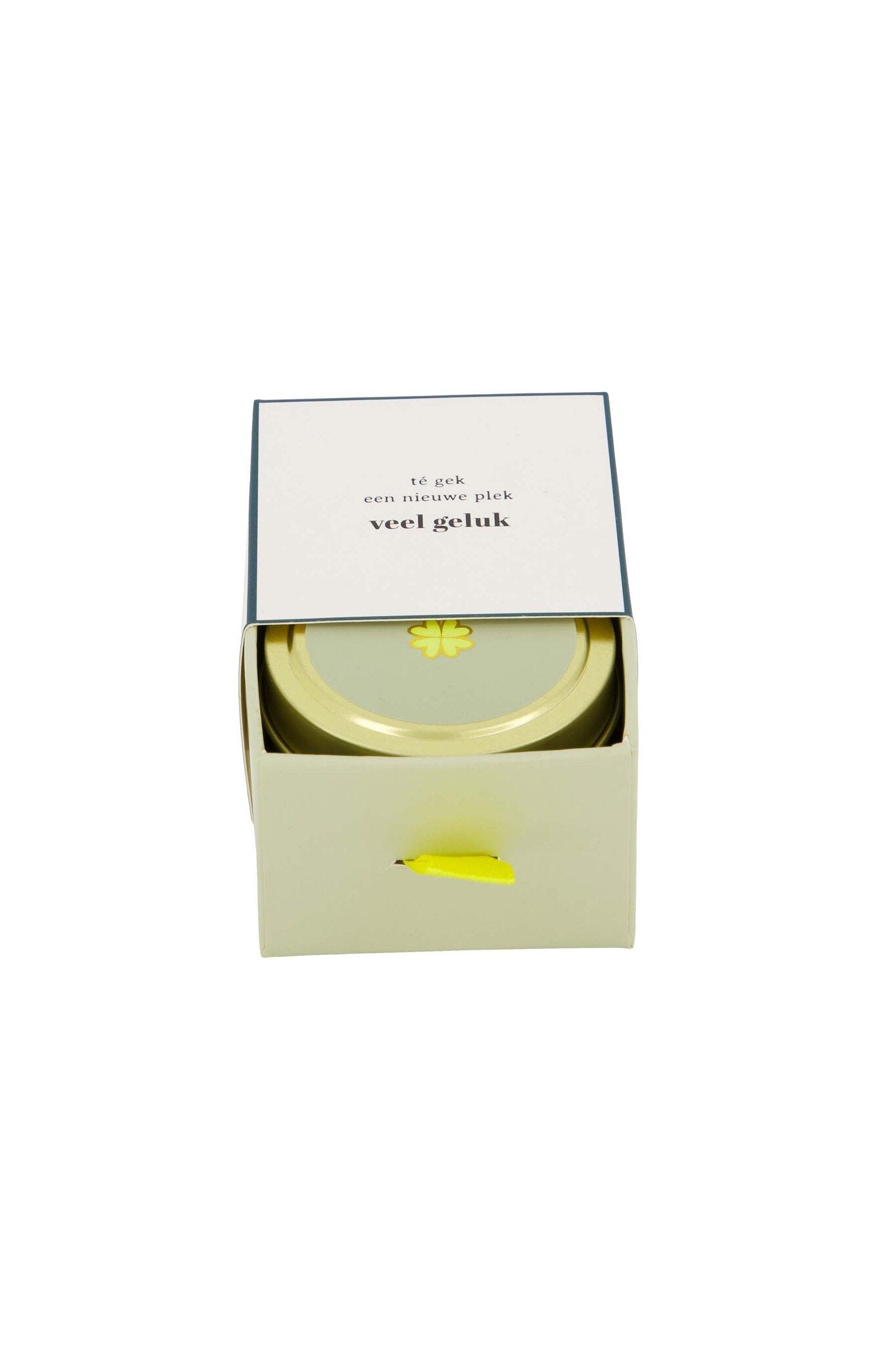 Zusss | Geurkaarsje tinnen in schuifdoosje veel geluk klavertje wit/groen