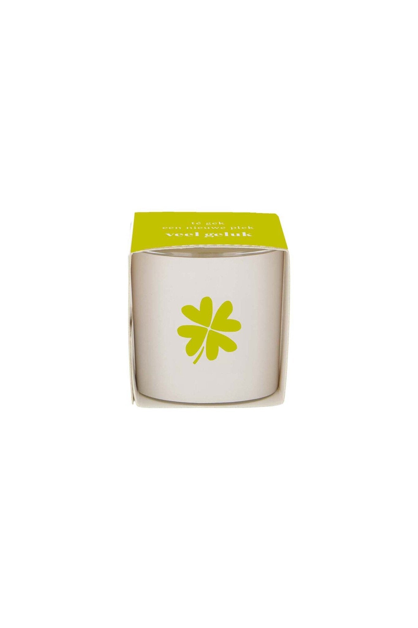 Zusss | Duftkerze in weiß/grüner Kleeblatt-Verpackung