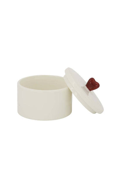 Zusss | Keramik-Vorratsgefäß in Herzform, weiß/rot